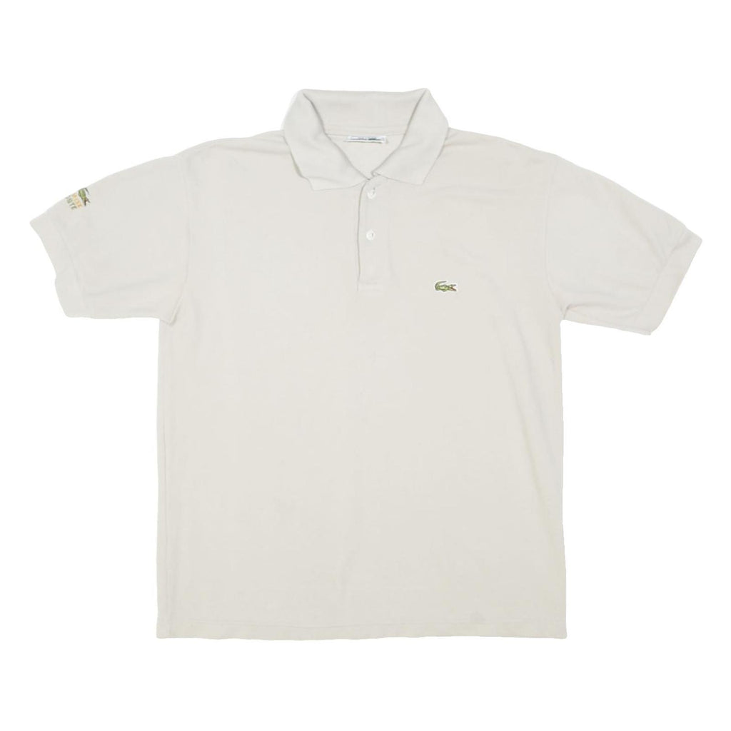 LACOSTE Mens White Cotton Blend Short Sleeve Polo Shirt L Classic Logo