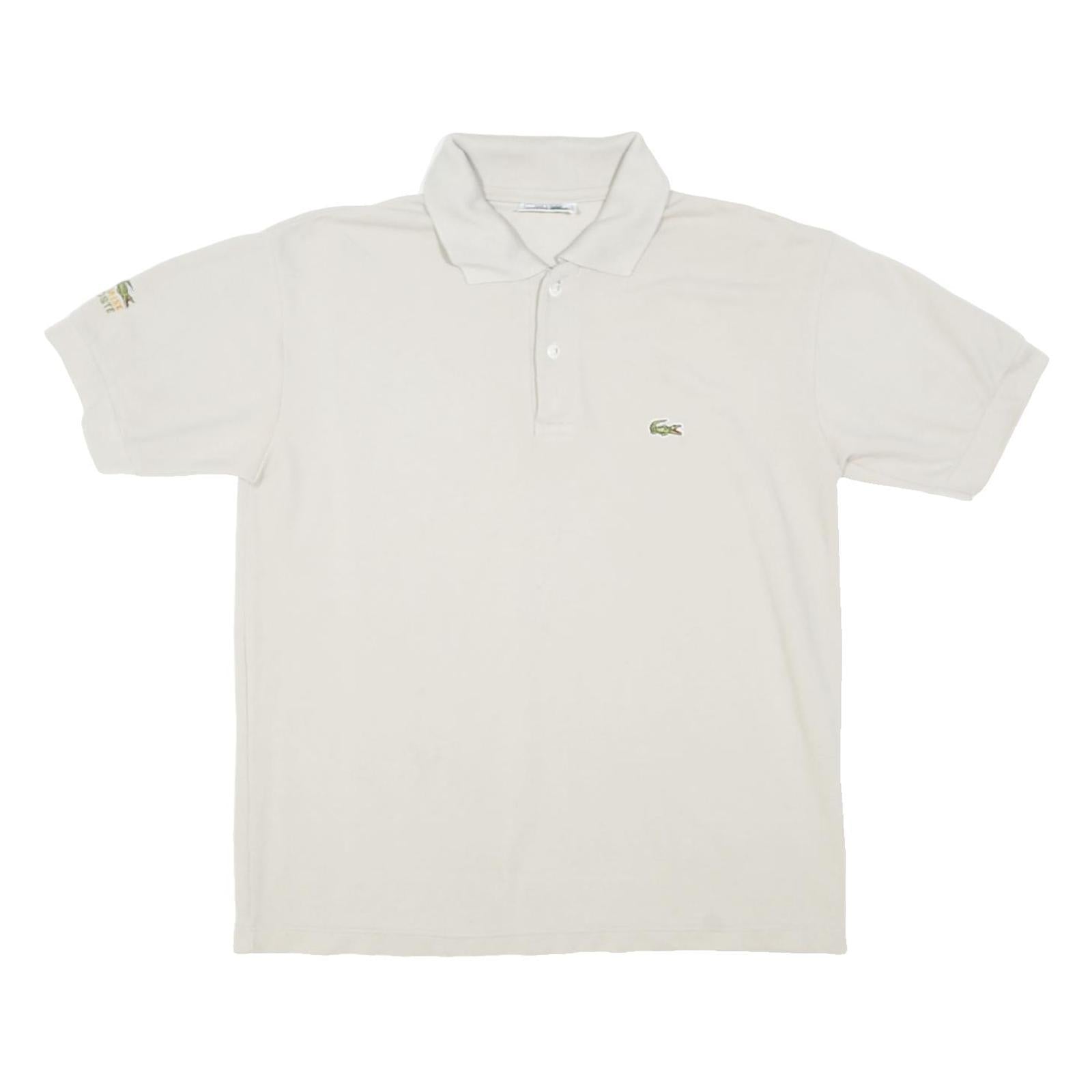 LACOSTE Mens White Cotton Blend Short Sleeve Polo Shirt L Classic Logo