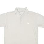 LACOSTE Mens White Cotton Blend Short Sleeve Polo Shirt L Classic Logo