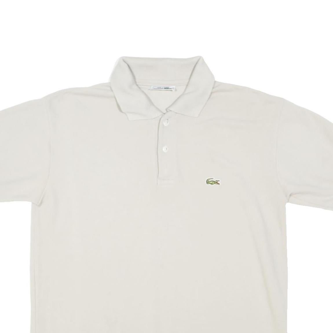 LACOSTE Mens White Cotton Blend Short Sleeve Polo Shirt L Classic Logo