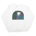 JERZEES Womens White Dragonfly Graphic Crew Neck L Cotton Blend Sweatshirt
