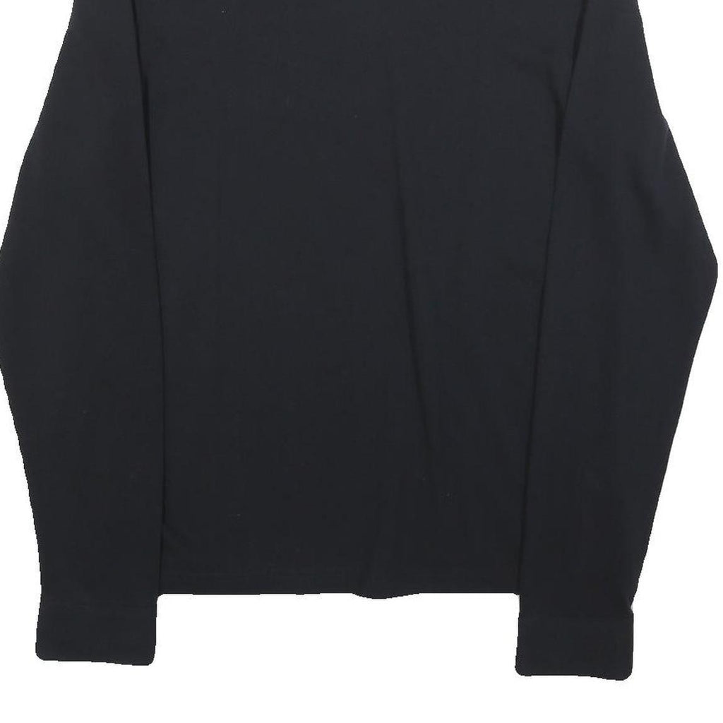 FRED PERRY Mens Black Long Sleeve Plain L Cotton Blend Polo Shirt Button Collar