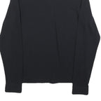 FRED PERRY Mens Black Long Sleeve Plain L Cotton Blend Polo Shirt Button Collar