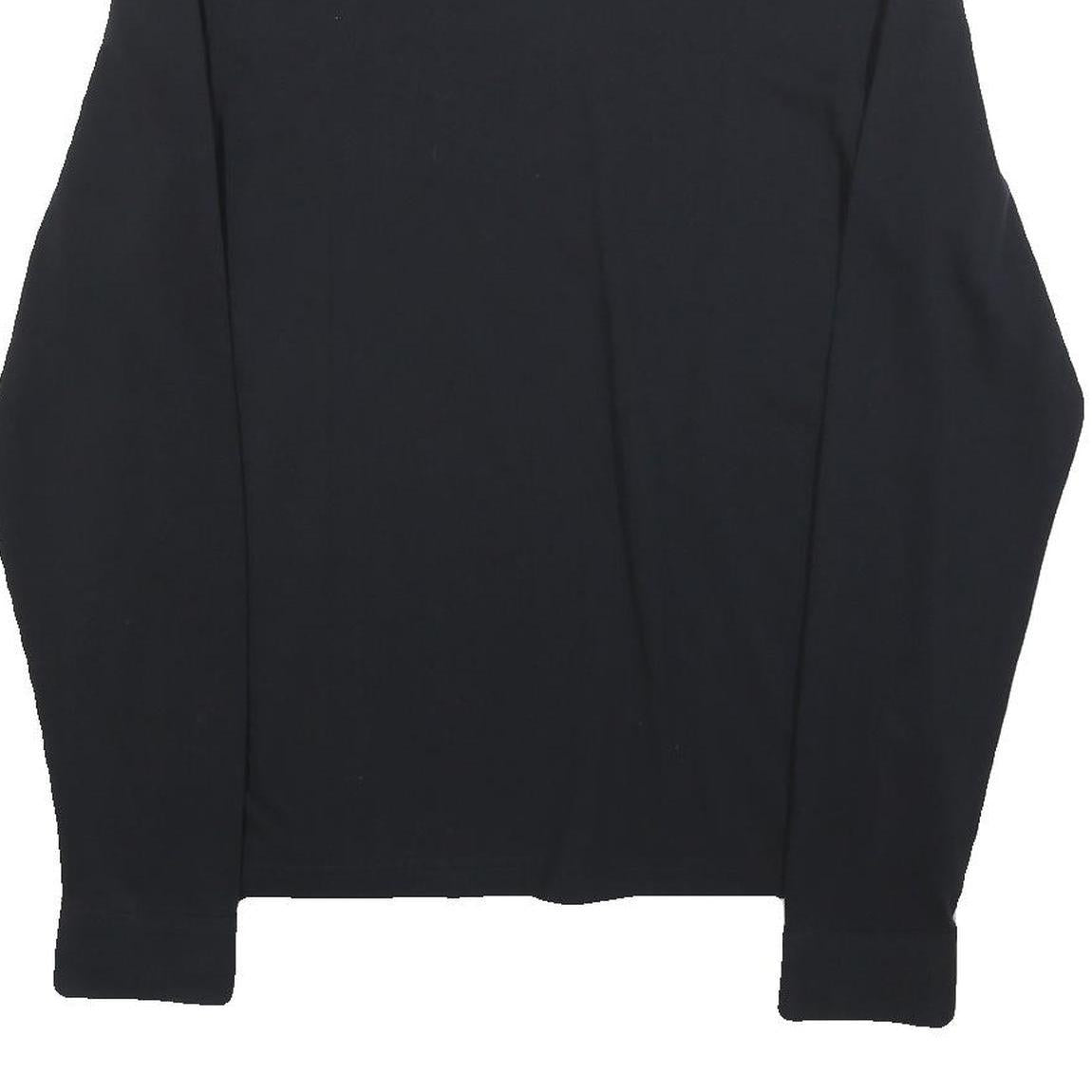 FRED PERRY Mens Black Long Sleeve Plain L Cotton Blend Polo Shirt Button Collar