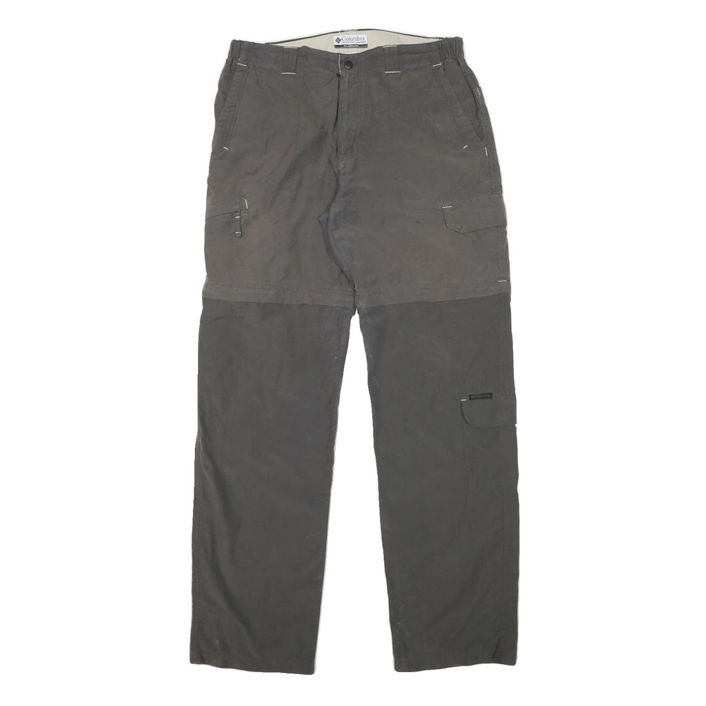 COLUMBIA Mens Polyester Blend Grey Regular Straight Trousers W31 L32 Zip