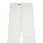 ALCW Mens Cotton White Regular Fit Straight Trousers W34 L30 Casual Zip Closure