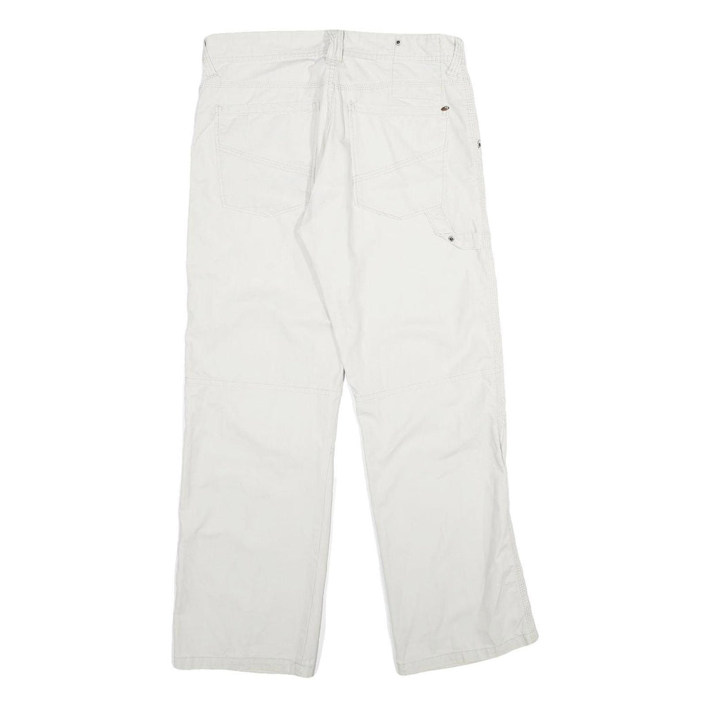 ALCW Mens Cotton White Regular Fit Straight Trousers W34 L30 Casual Zip Closure