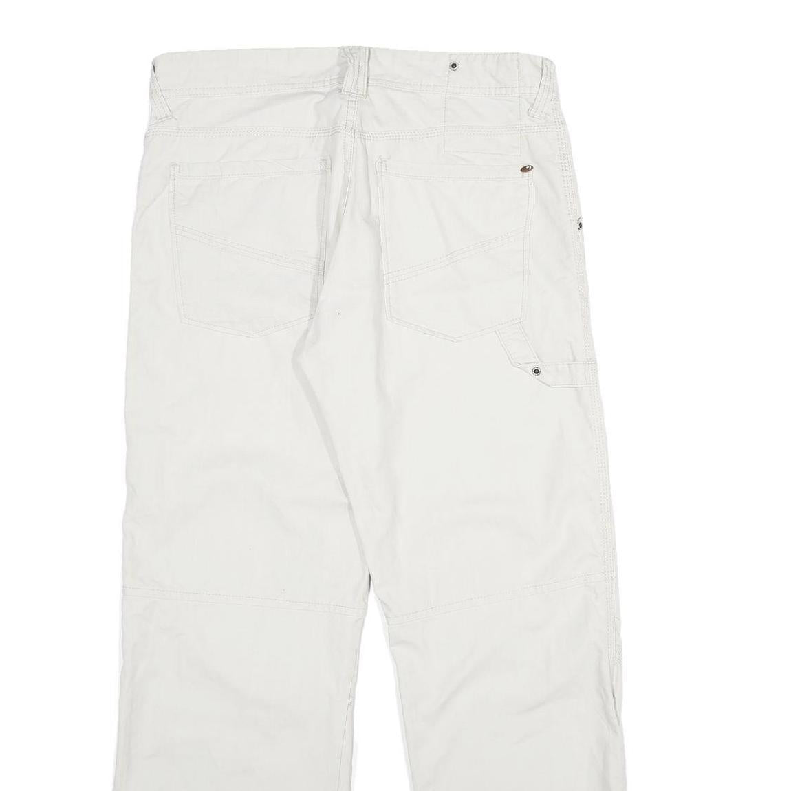 ALCW Mens Cotton White Regular Fit Straight Trousers W34 L30 Casual Zip Closure