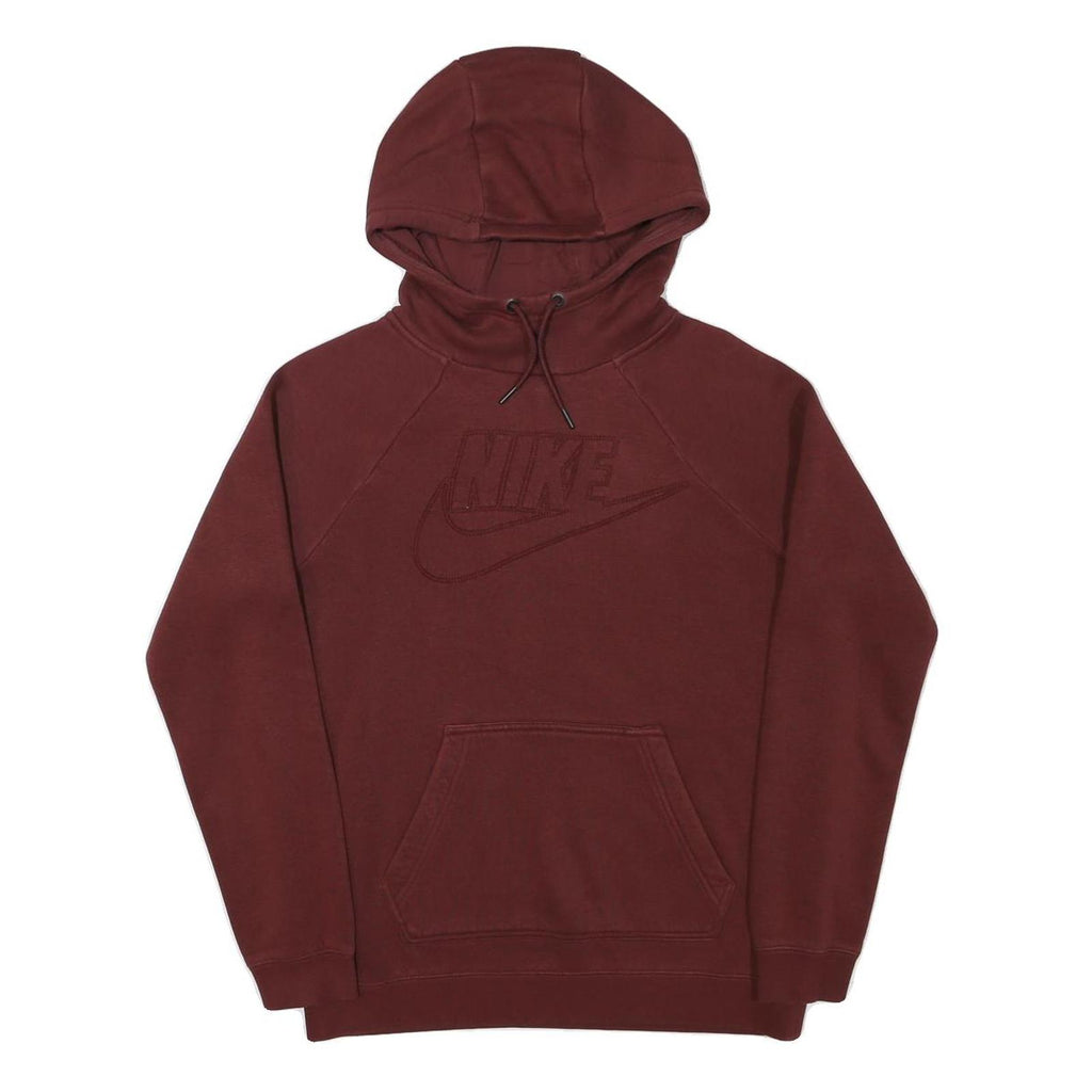 NIKE Mens Maroon Hoodie S Cotton Blend Pullover Casual Sports Sweatshirt