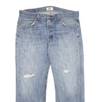LEVI'S 501 Mens Jeans Blue Classic Straight Denim Light W35 L28 Distressed Raw