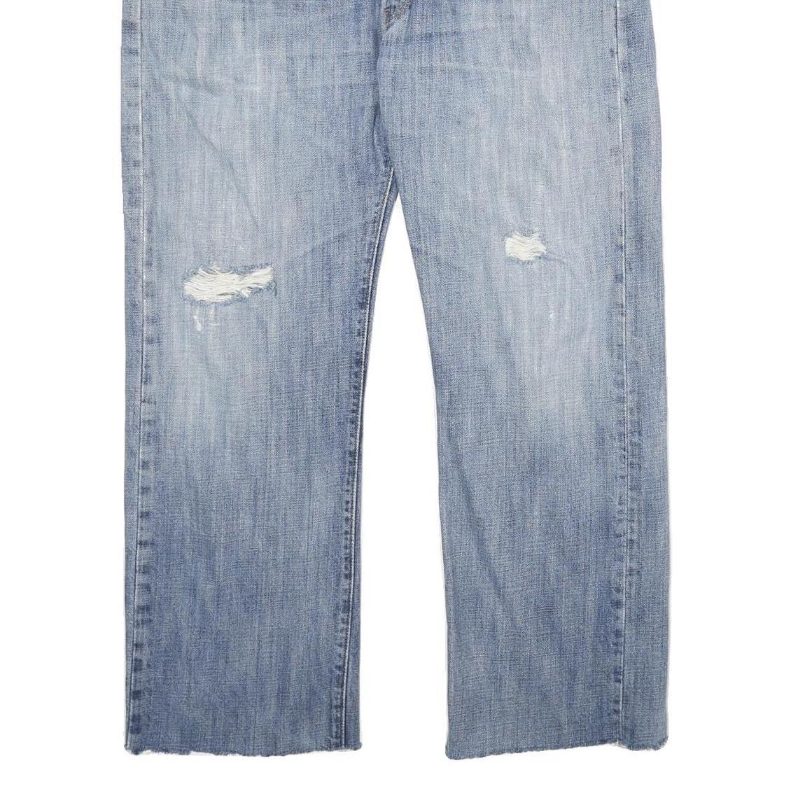 LEVI'S 501 Mens Jeans Blue Classic Straight Denim Light W35 L28 Distressed Raw