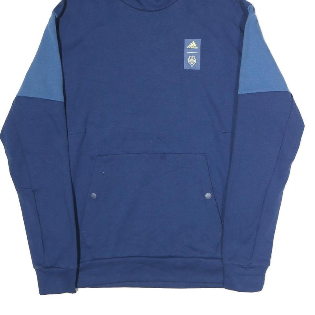 ADIDAS Mens Blue & Light Blue Hoodie M Cotton Casual ¼ Zip Pullover