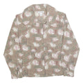 ALYSSA CARR Womens Beige Printed Shirt Long Sleeve Collar L Polyester Blend