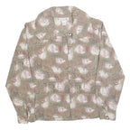 ALYSSA CARR Womens Beige Printed Shirt Long Sleeve Collar L Polyester Blend