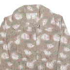 ALYSSA CARR Womens Beige Printed Shirt Long Sleeve Collar L Polyester Blend