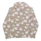 ALYSSA CARR Womens Beige Printed Shirt Long Sleeve Collar L Polyester Blend