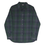 THE NORTH FACE Mens Blue & Green Regular Fit Cotton Blend Shirt M Check Long
