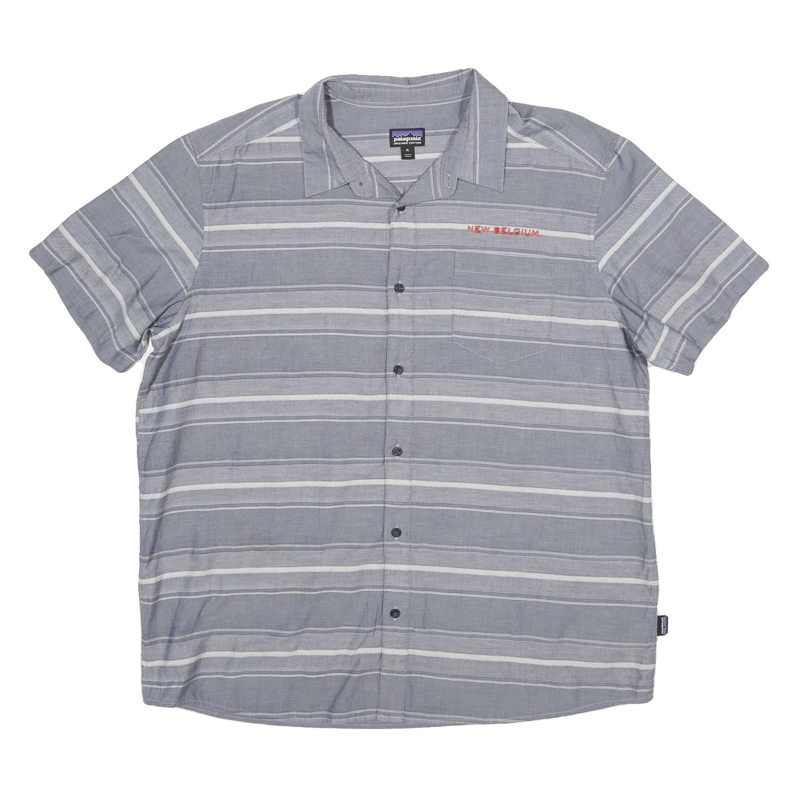 PATAGONIA Mens Blue & White Striped Casual Shirt XL New Belgium Embroidery