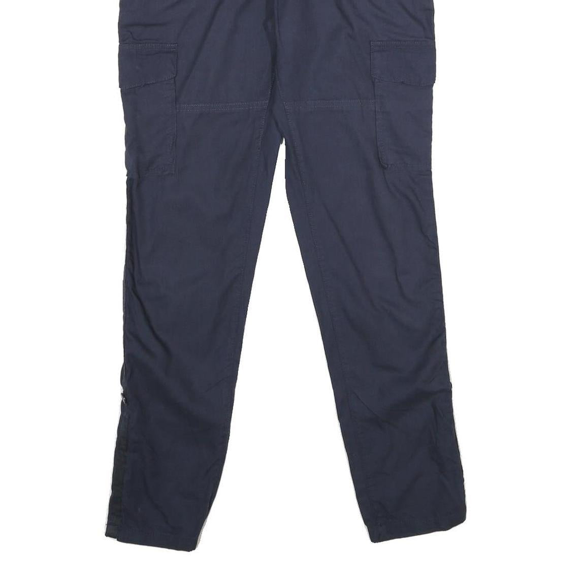 CHICOREE Womens Regular Navy Blue Cotton Blend Zip Trousers W32 L30 Casual Pants