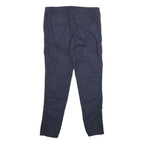 CHICOREE Womens Regular Navy Blue Cotton Blend Zip Trousers W32 L30 Casual Pants