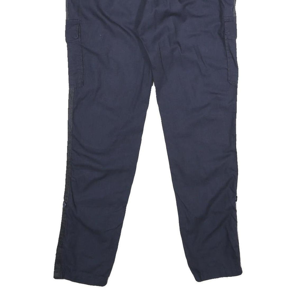 CHICOREE Womens Regular Navy Blue Cotton Blend Zip Trousers W32 L30 Casual Pants