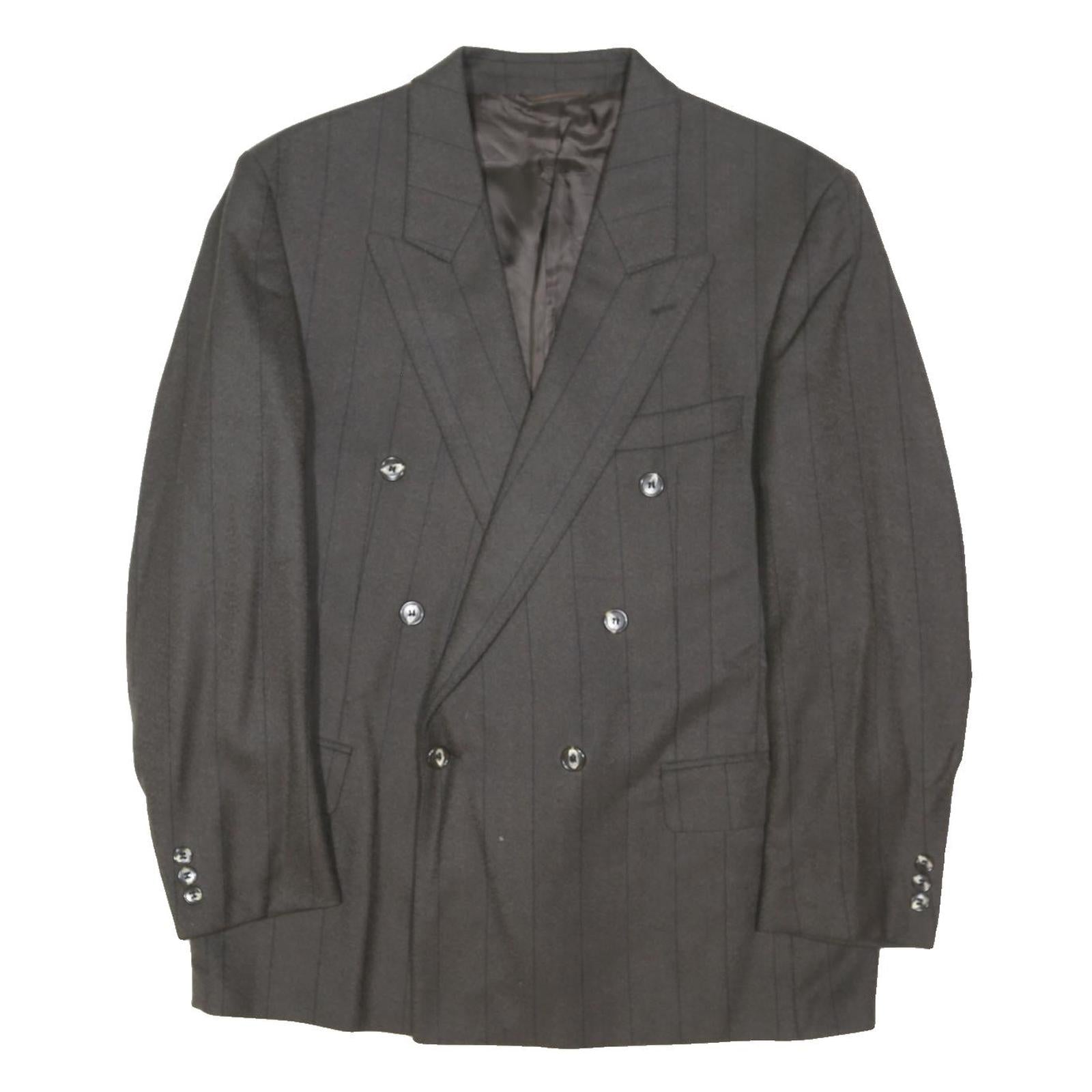 PIERRE LAFFITTE Mens Grey Double Breasted Wool Jacket L Woven Tailored Button
