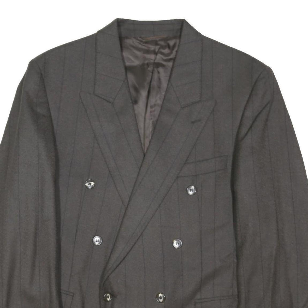 PIERRE LAFFITTE Mens Grey Double Breasted Wool Jacket L Woven Tailored Button