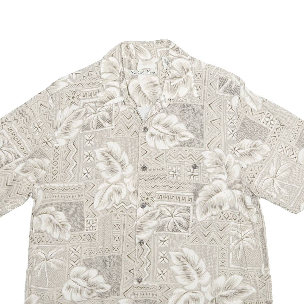 BATAK BAY Mens Beige Rayon Hawaiian Shirt M Tropical Pattern Button Front