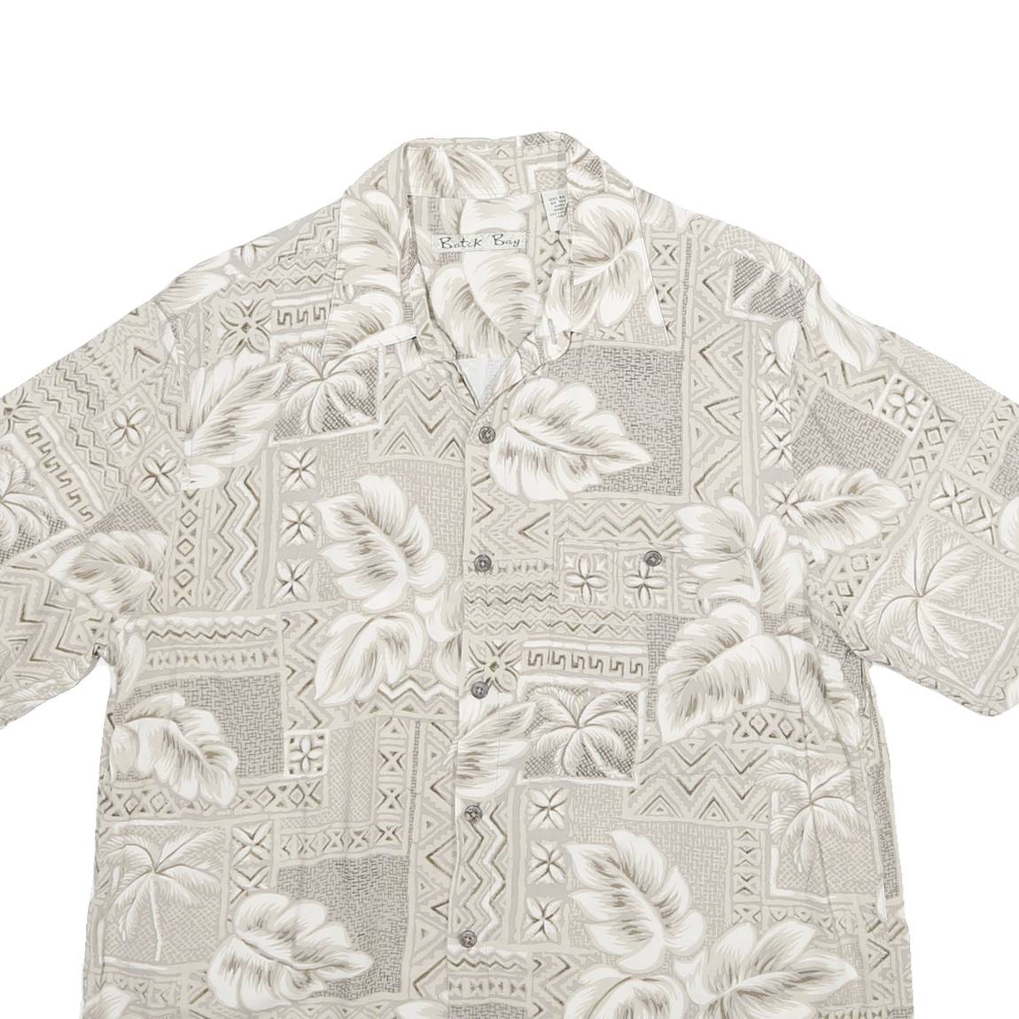BATAK BAY Mens Beige Rayon Hawaiian Shirt M Tropical Pattern Button Front