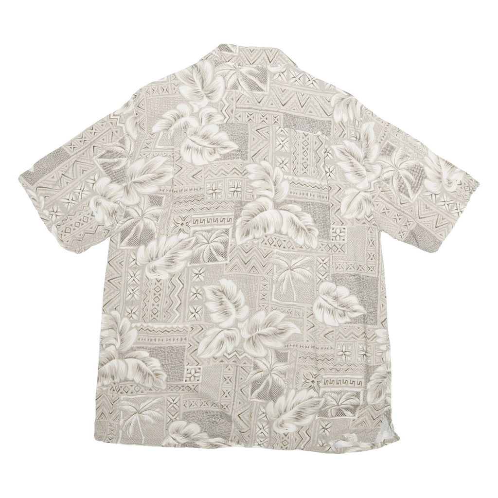 BATAK BAY Mens Beige Rayon Hawaiian Shirt M Tropical Pattern Button Front