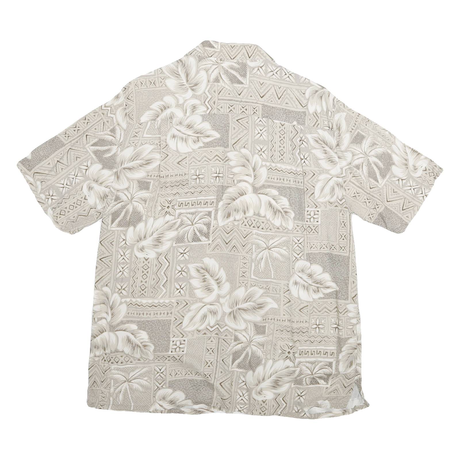 BATAK BAY Mens Beige Rayon Hawaiian Shirt M Tropical Pattern Button Front