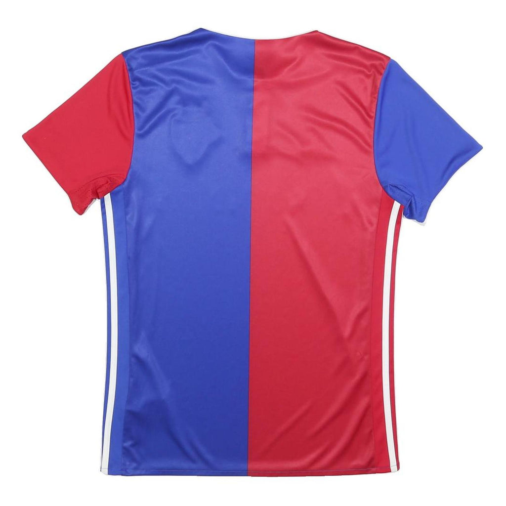 ADIDAS Mens Red & Blue FC Basel Football Shirt S Short Sleeve Crew Neck Signed