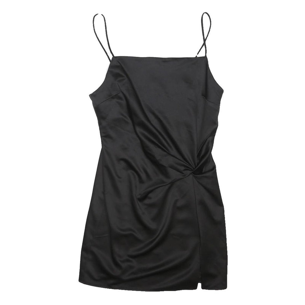 TOPSHOP Womens Black Slip Satin Mini Dress UK 10 Strappy Night Out Party