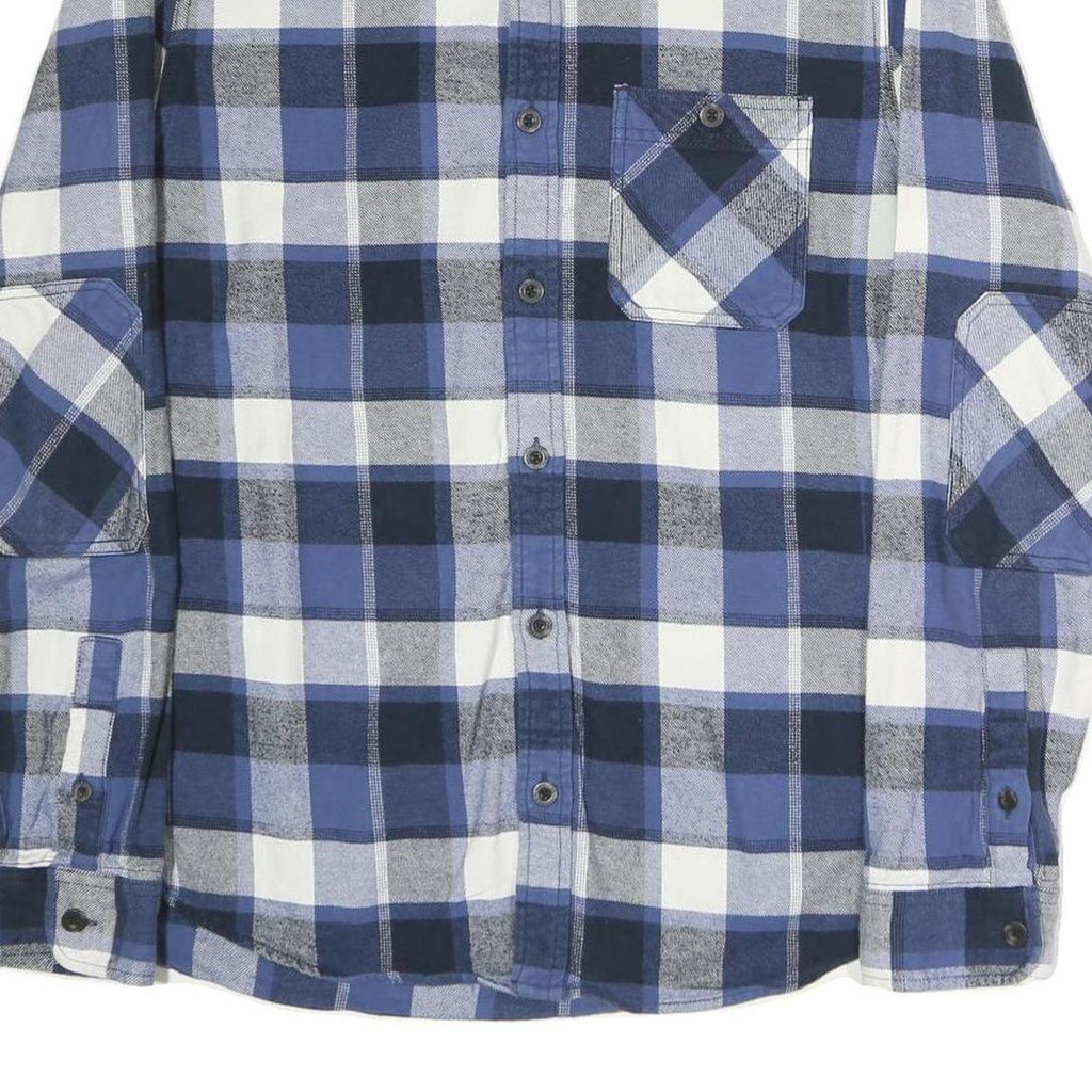 ROOTS Mens Blue Black & White Check Shirt M Casual Cotton Long Sleeve