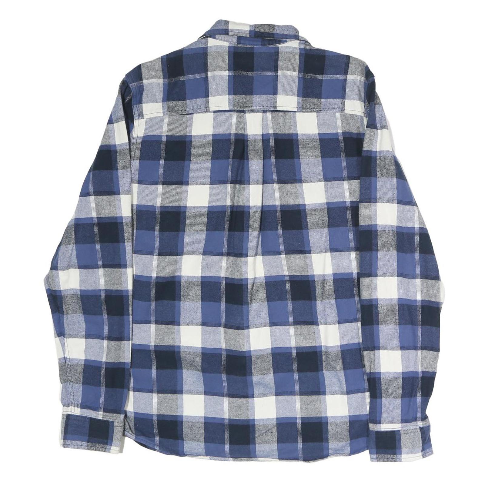 ROOTS Mens Blue Black & White Check Shirt M Casual Cotton Long Sleeve