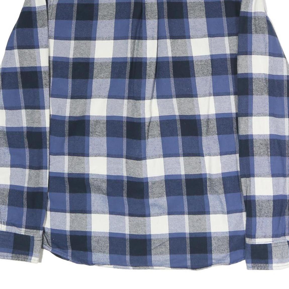 ROOTS Mens Blue Black & White Check Shirt M Casual Cotton Long Sleeve