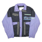 POLAR PATROL Mens Black & Lilac Abstract Nylon Jacket M Zip Casual