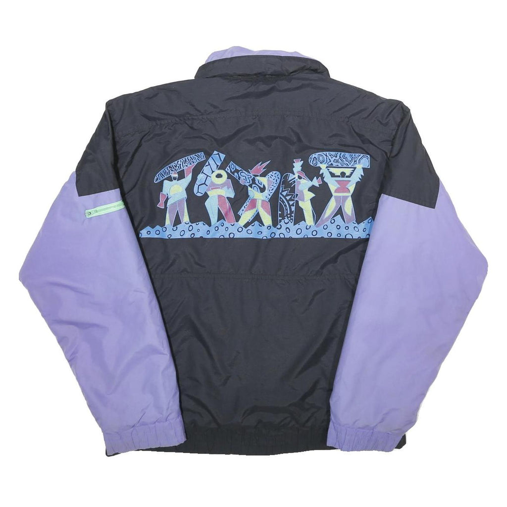 POLAR PATROL Mens Black & Lilac Abstract Nylon Jacket M Zip Casual