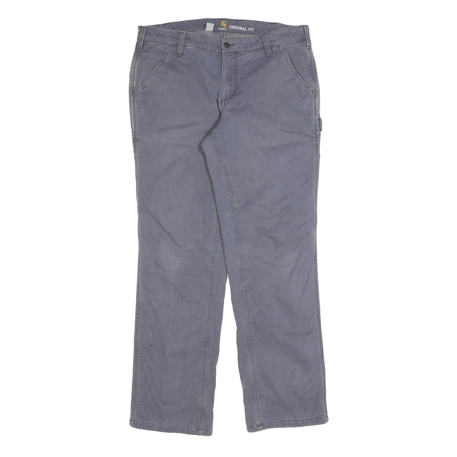 CARHARTT Womens Cotton Blend Grey Regular Fit Straight Leg Trousers W34 L30