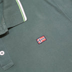 NORWAY NAUTICAL SCHOOL Mens Green Polo Shirt XL Cotton Classic Fit Short Sleeve