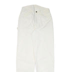 DICKIES Mens Cotton Blend White Relaxed Straight Trousers W30 L34 Workwear Zip