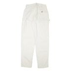 DICKIES Mens Cotton Blend White Relaxed Straight Trousers W30 L34 Workwear Zip