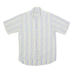 MICHAEL KAUF Mens Blue & Cream Casual Cotton Blend Shirt L Summer Style