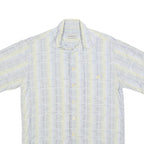 MICHAEL KAUF Mens Blue & Cream Casual Cotton Blend Shirt L Summer Style