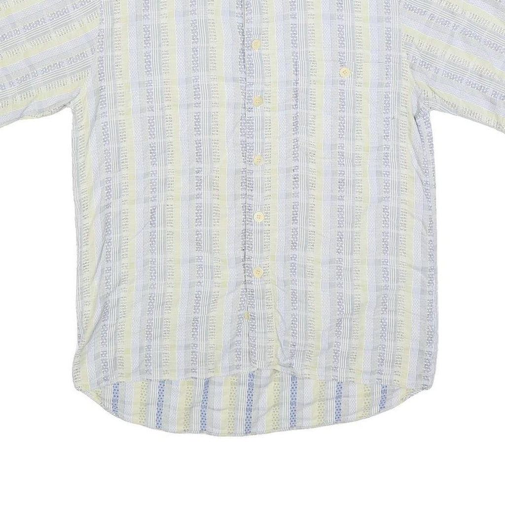 MICHAEL KAUF Mens Blue & Cream Casual Cotton Blend Shirt L Summer Style