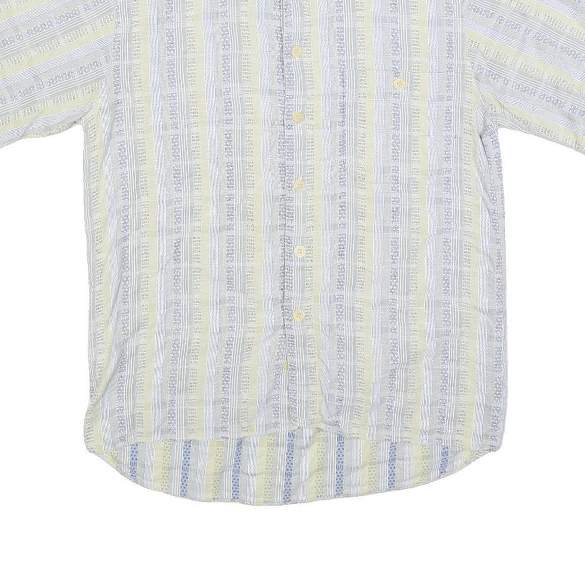 MICHAEL KAUF Mens Blue & Cream Casual Cotton Blend Shirt L Summer Style
