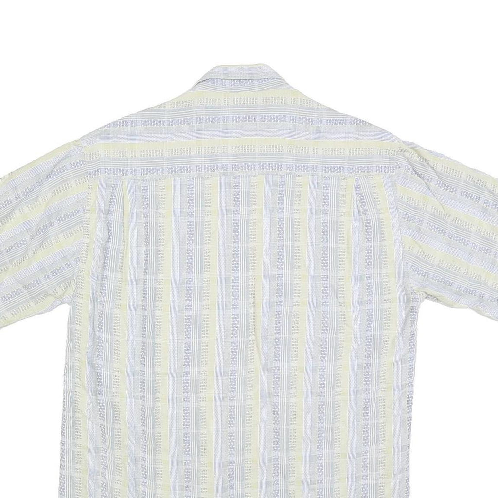 MICHAEL KAUF Mens Blue & Cream Casual Cotton Blend Shirt L Summer Style