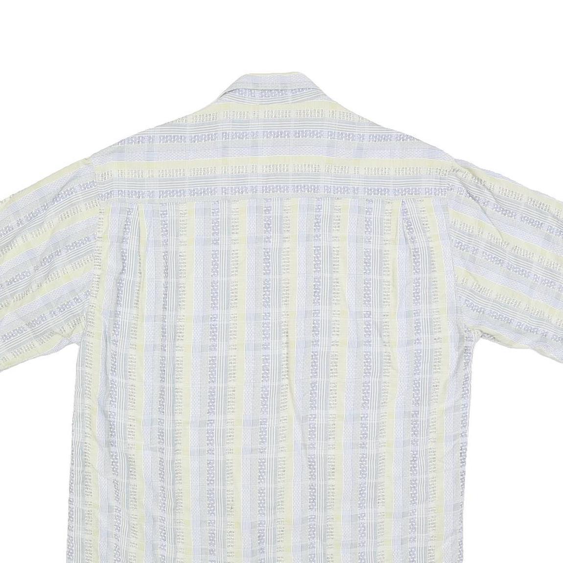 MICHAEL KAUF Mens Blue & Cream Casual Cotton Blend Shirt L Summer Style