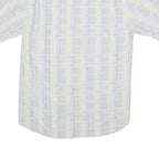 MICHAEL KAUF Mens Blue & Cream Casual Cotton Blend Shirt L Summer Style