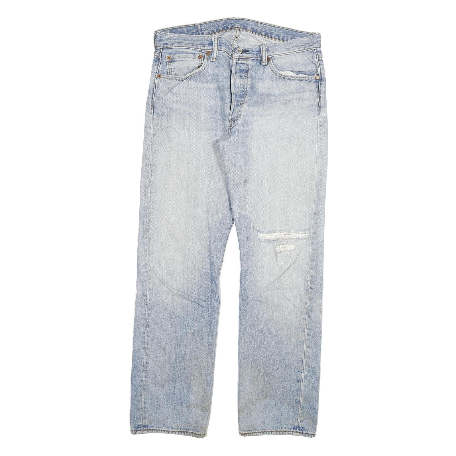 LEVI'S 501 Mens Jeans Blue Regular Straight Denim Light W32 L29 Button Cotton
